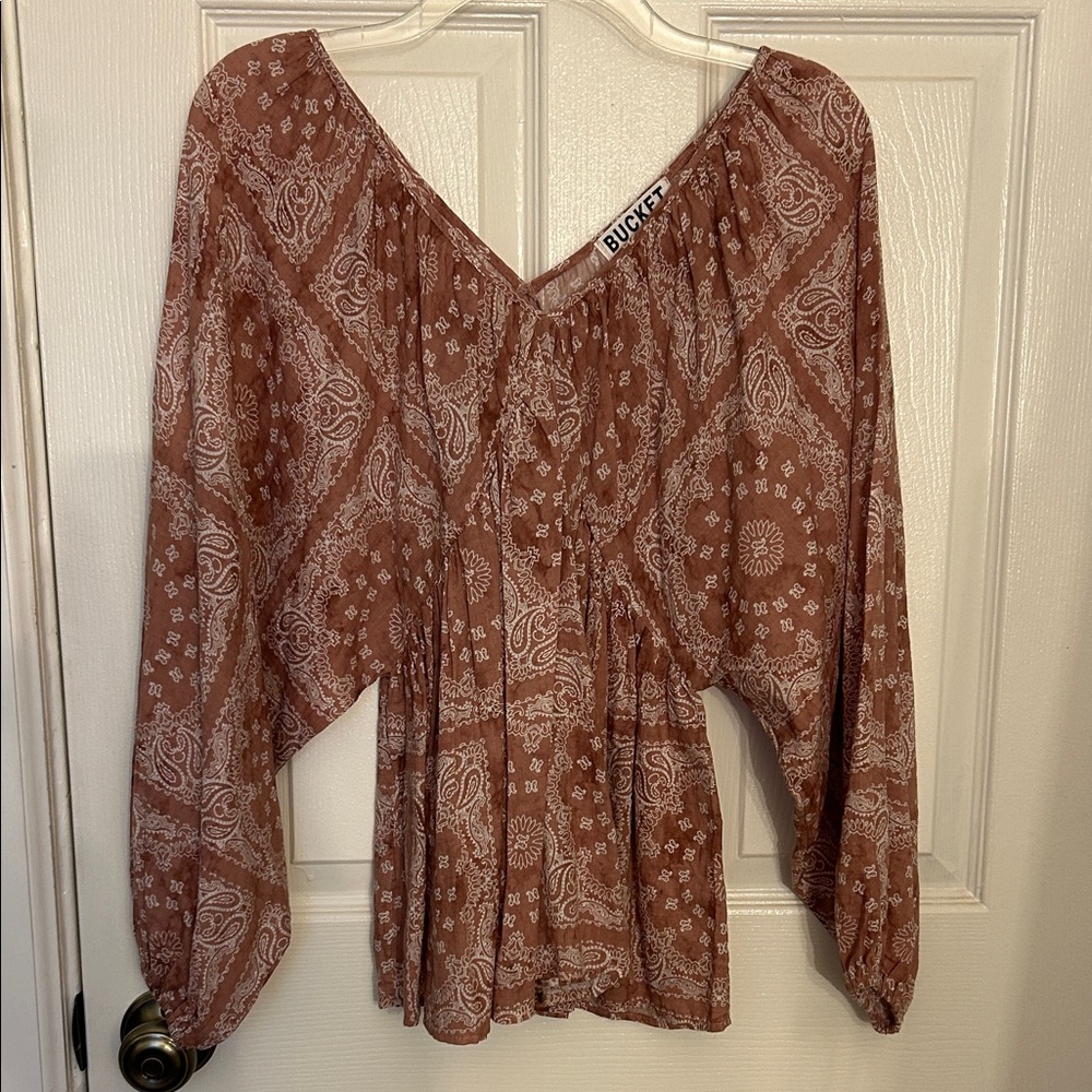 BUCKETLIST Women's Paisley Blouse - Brown